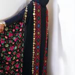 قُفطان كريب إكسترا فلوري هندي بتطريز سيناوي يدوي وعملات معدنية وكريستال | Extra Crêpe Floral Indian Kaftan with Handmade Sinai Embroidery, Coins & Crystals