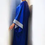 قُفطان جيرسيه ميتالك أزرق فري سايز | Blue Metallic Jersey Kaftan Free Size